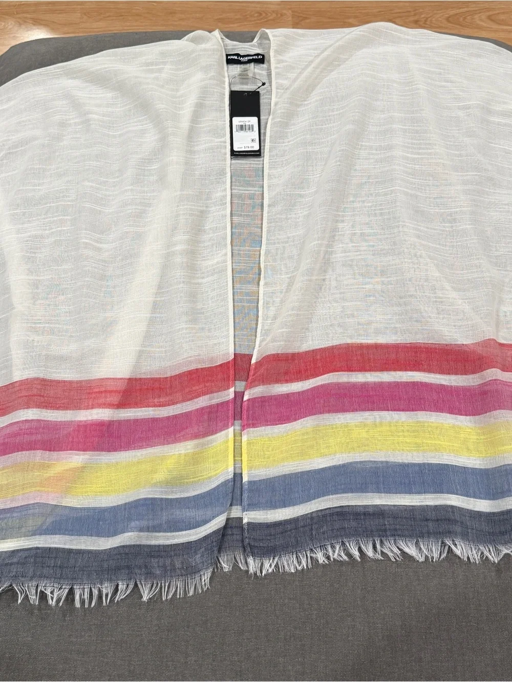 Karl Lagerfeld White Sheer Open-Front Cardigan